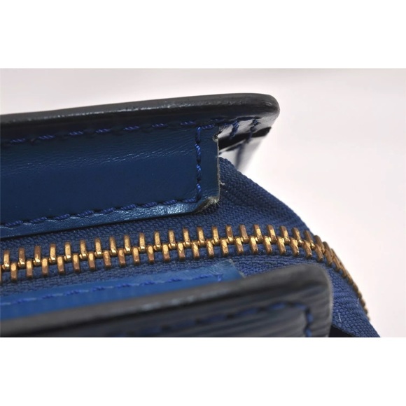 Authentic Louis Vuitton Epi Sac Triangle Hand Bag Blue M52095 LV 4183K - Picture 14 of 16